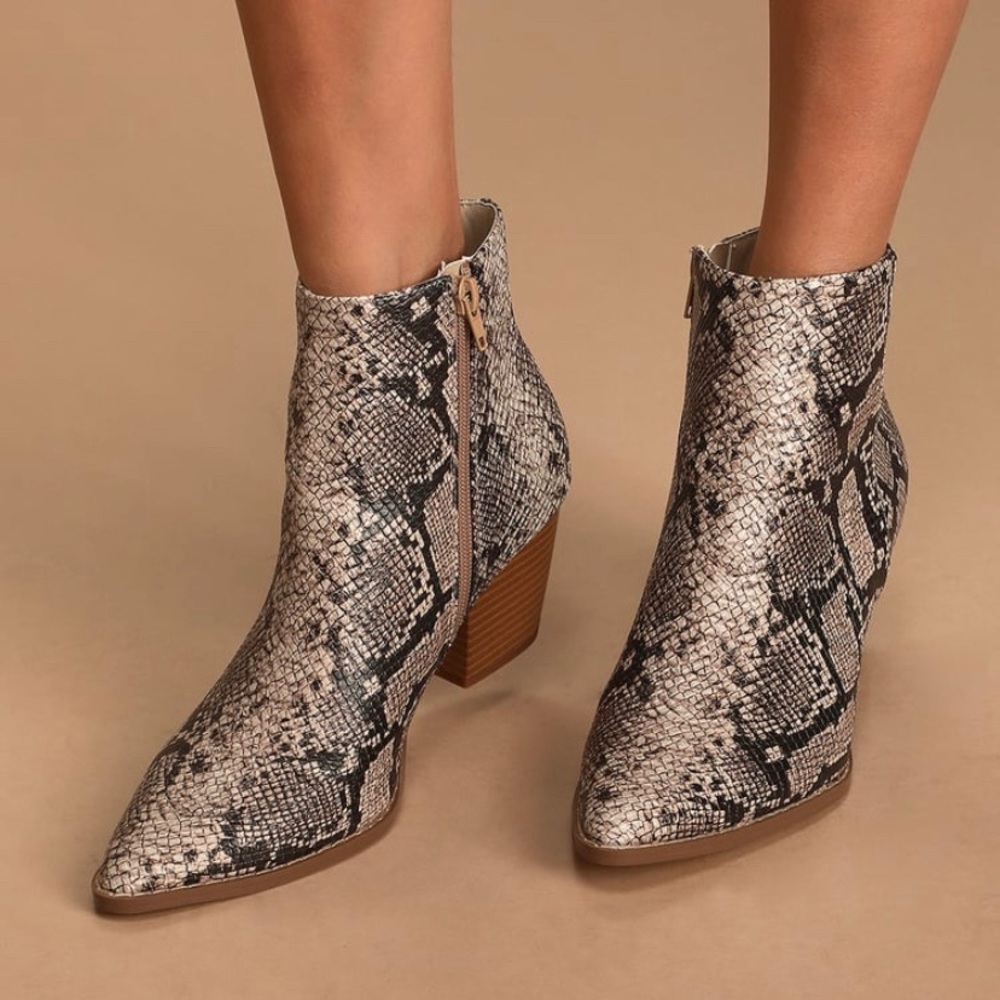 Coconut by Matisse Snake Print Ankle Boots NWOT